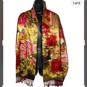 100% Silk Reverse scarf large L 68” W 19"
